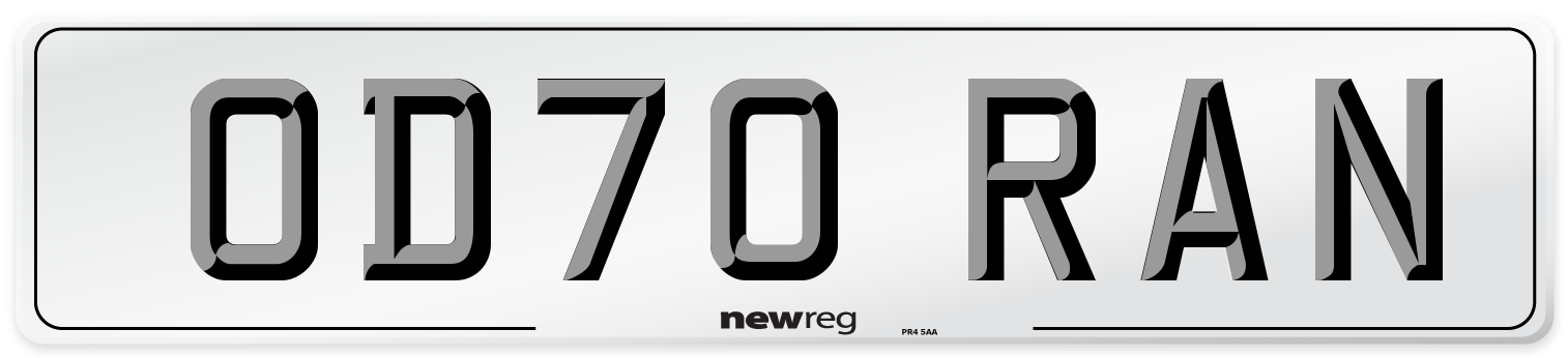 OD70 RAN Number Plate from New Reg